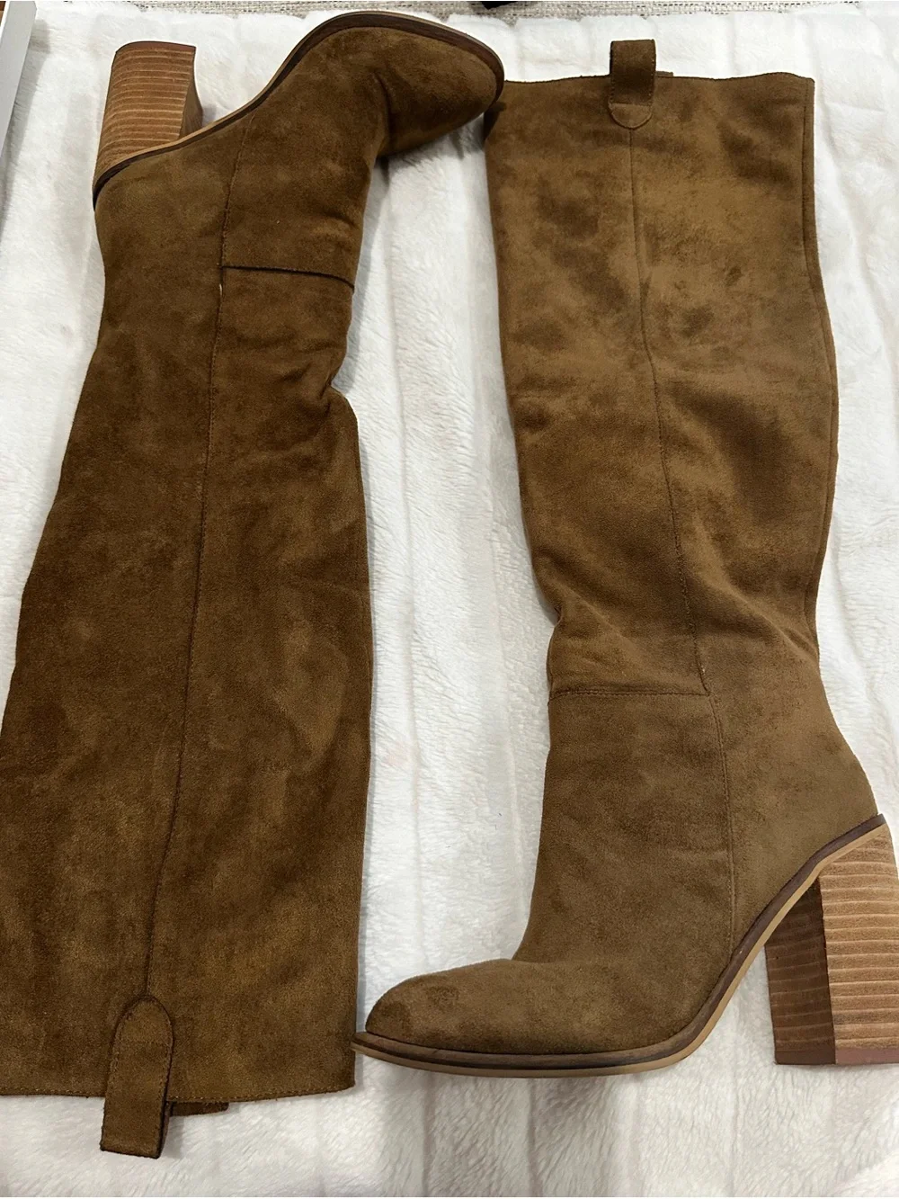 Over-the-Knee faux Suede Block Heel Boots in Brown